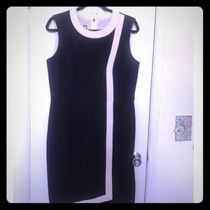 Anne Klein black dress with cream trim